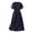 *Navy, variant on ClodeEU Women's Linen Blend Lightweight Solid Color Midi Dress ,Casual Office Work Dress Beige,Women's Plus L