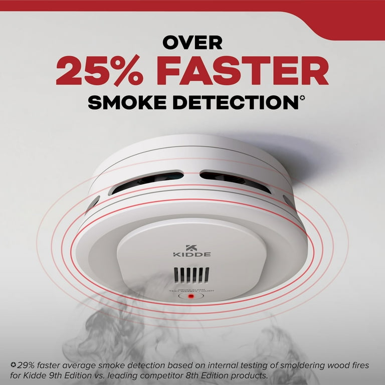 (2 pack) Kidde Battery-Operated Photoelectric Smoke Detector Alarm, 4-Inch, Batteries Included