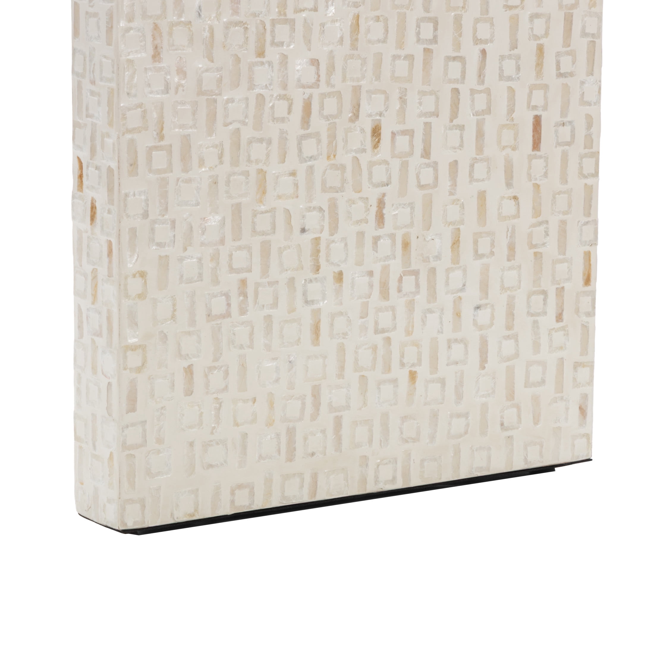 DecMode 44" x 31" Cream Capiz Shell Handmade Mosaic Inlay Console Table, 1-Piece