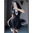 thumbnail image 5 of Disfraz de monja Sexy para mujer, lencería de Cosplay, disfraz de sirvienta gótica, vestido de monja, Anime, Roleplay, trajes de Halloween, borla, negro, blanco, 5 of 5