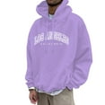 thumbnail image 1 of LUOGENLI Mens Hoodies Pullover Funny Mens Autumn and Winter Fashion Casual Letter Part Print Hooded Pullover Long Sleeve Hooded Sweater Tops Mens Hoodies Blanket Purple Size L, 1 of 5