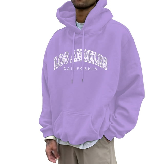 LUOGENLI Chandails à Capuche pour Hommes Graphique Rose Hommes Automne et Hiver Mode Décontractée Lettres Partie Imprimée Chandail à Capuche à Enfiler Manches Longues Chandail à Capuche Hauts Fermeture Éclair Complète Chandails à Capuche pour Hommes Camouflage Violet Taille TTG