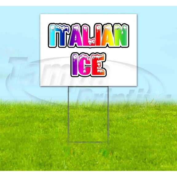 Rainbow Snowcaps Italian Ice (18" X 24") Yard Sign, Includes Metal Step Stake