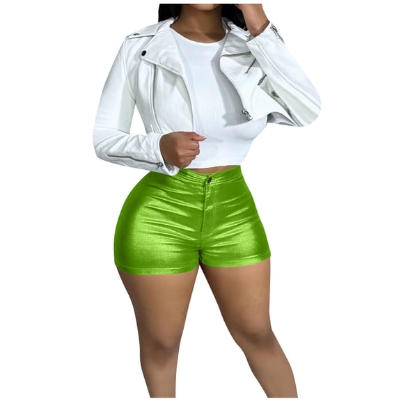 QSAWXQZ Women's Stretchy Shorts High Waisted Party Trunks Clubwear Dance Leggings Shorts for Party Olive Green 2XL