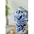thumbnail image 4 of A&B Home Blue and White Floral Pattern Porcelain Meiping Vase 8" x 8" x 13", 4 of 10