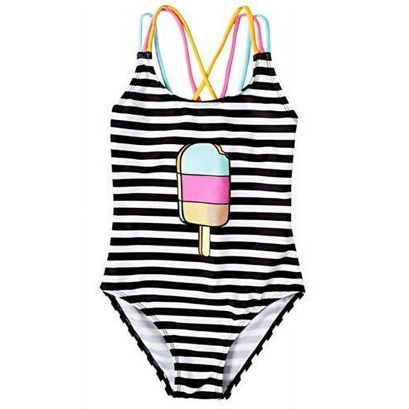 StylesILove Little Girls Sweet Popsicle Striped One-Piece Swimsuit Bathing Suit Beach Swimwear