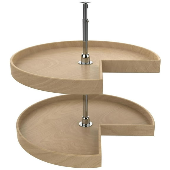 Open Box Rev-A-Shelf Ld-4Nw-472-28-1 Lazy Daisy Wood Double 2 Tier 28" Kidney Lazy Susan - Chrome