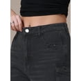 thumbnail image 6 of DARING DIVA Women's Cargo Jeans Straight High Waist Baggy Denim Pants S Black, 6 of 7