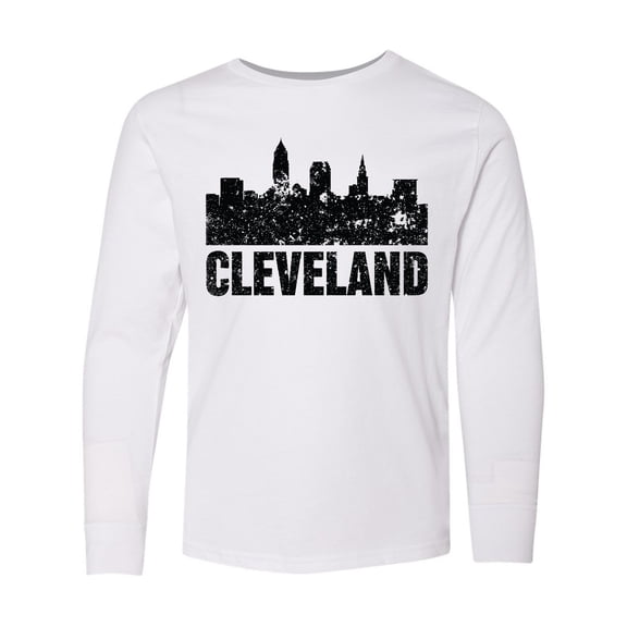 Inktastic Cleveland Skyline Grunge Long Sleeve Youth T-Shirt