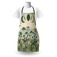 thumbnail image 2 of Sage Green Apron, Mid Century Modern Boho Style Simple Moon Phase with Leafy Scenario, Unisex Kitchen Bib with Adjustable Neck for Cooking Gardening, Adult Size, Teal Eggshell Dark Grey, by Ambesonne, 2 of 3