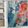 thumbnail image 6 of JEUXUS Flower Chinese Style Artistic Beautiful Wash And Ink Bird Plant Green Red Home Bathtubs Bathroom Curtain Decoration White, 6 of 7
