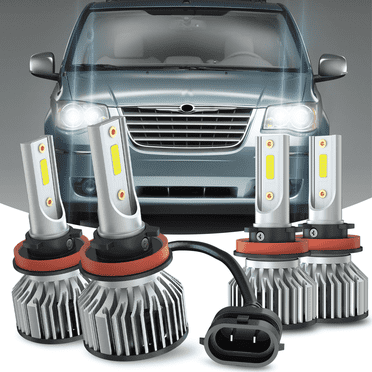 For 2008-2014 2015 2016 Chrysler town & country LED Headlight Bulbs H9/H11 High Beam and Low Beam 4pcs
