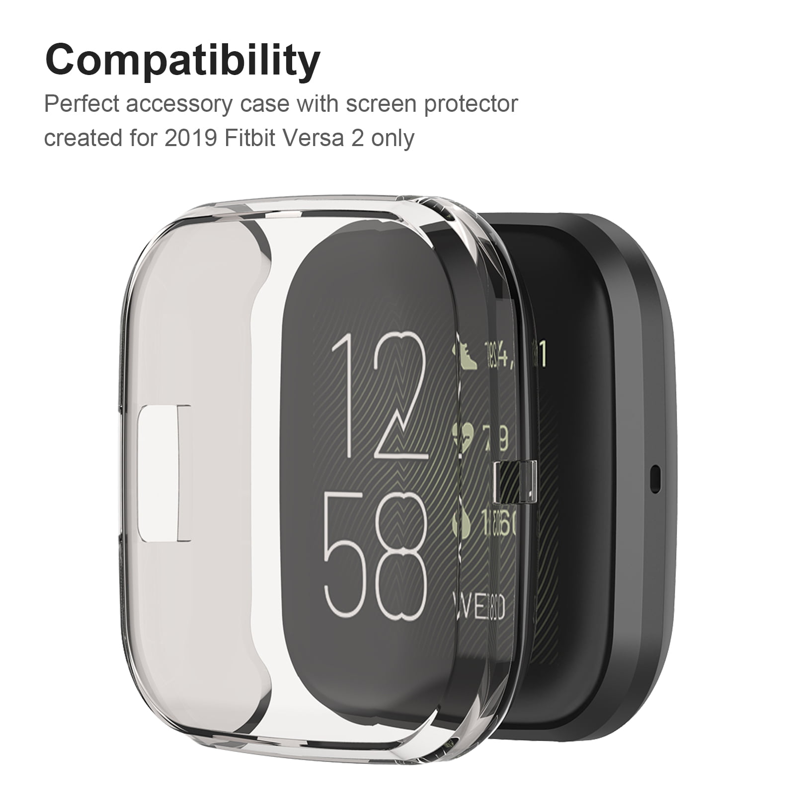 For Fitbit Versa 2 Silicone TPU Shell Case Screen Protector Frame Cover Shell 