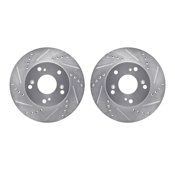 Dynamic Friction Company Front Brake Rotors-Drilled and Slotted-Silver 7002-59007