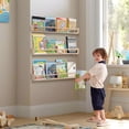 thumbnail image 5 of Nursery Book Shelves for Kids Rooms - 32 Inches Floating Wall Bookshelves Set of 3, Space-Saving Nursery Shelves with Beads Design for Kids Room, Bedroom and Study Room(Natural), 5 of 7
