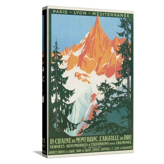 Art.com Travel Poster for French Alps Stretched Canvas Print Wall Art, 12" x 18"