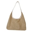 thumbnail image 1 of Bolso de paja de gran capacidad con costura artesanal, bolso de paja tejido a la moda para mujer, verano, 1 of 8