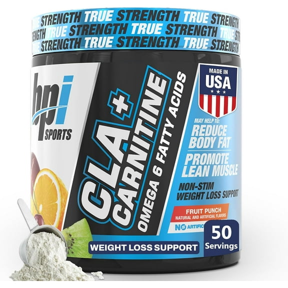 BPI Sports CLA   Carnitine Powder, Fruit Punch, 50 Servings, Weight Loss & Lean Muscle Support (12.34 oz, 350g)