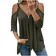 thumbnail image 1 of Blusas Para Mujer Elegantes, Informales, de Talla Grande, Blusas, Camisas Con Hombros Descubiertos, Encaje, Media Mangaｖ, Cuello Con Cremallera, Camiseta Hueca, Blusa Odeerbi  ODB154503, 1 of 8