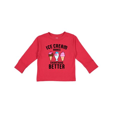 

Inktastic Ice Cream Makes Everything Better Gift Toddler Boy or Toddler Girl Long Sleeve T-Shirt