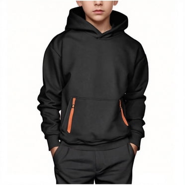 Tdoqot Boys Trendy Hoodies 2025- Pullover Long Sleeve Casual Kids Sweatshirt Black Size 5-14