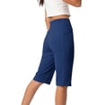 thumbnail image 6 of JGGSPWM Womens Knee Length Shorts High Waisted Athletic Shorts with Pockets Summer Stretch Loose Pants Yoga Shorts Blue M, 6 of 7