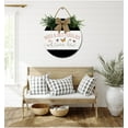 thumbnail image 6 of Bees & Butterflies Welcome Here Front Door Sign Funny Wreaths Hanging Wooden Plaque Decoration Round Rustic Wood Farmhouse Porch Decor for Home Front Door Decor, 11 x 11 Inch, 6 of 9