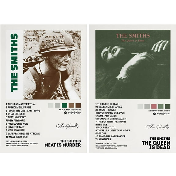 A Set Of 2 The Smiths Posters Meat Is Murder The Queen Is Dead Canvas Poster