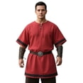 thumbnail image 4 of JOANKDMI Mens Medieval Tunic Shirt Short Sleeve Renaissance Viking Costume Lace-Up V-Neck Pirate Top Retro Peasant Blouse for Halloween LARP Cosplay Festival, S-5XL, 4 of 6