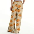 thumbnail image 3 of WTOBBY Women's Loose Casual Halloween Printed Wide Leg Pants, Elastic Waistband Drawstring with Pocket, Novelty Fall Seasonal Trousers,Ginger S, 3 of 6