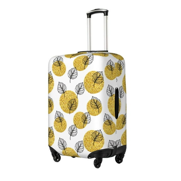 Xecao Gold Dots and Leaves Print Elastic Luggage Cover, Double-sided Print , Perfect for Travel, Business, and Daily Use (Suitcase Not Included)-Small
