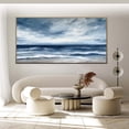 thumbnail image 3 of Original Sea Landscape Oil Painting on Canvas Large Wall Art Abstract Blue Sky Wall Art Gray Abstract Beach Wall Art Modern Living Room Seascape Wall Decor,Unstretched,Frameless,(91*182cm)36*72lnches, 3 of 5