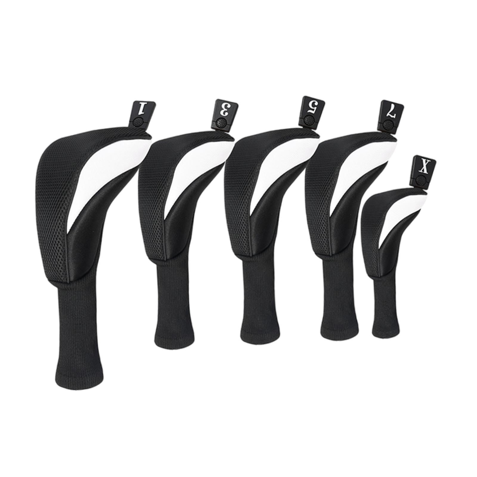 Baoblaze 5 Pieces Golf covers Golf Club Head Cover for Men Women Golfer Gift Black
