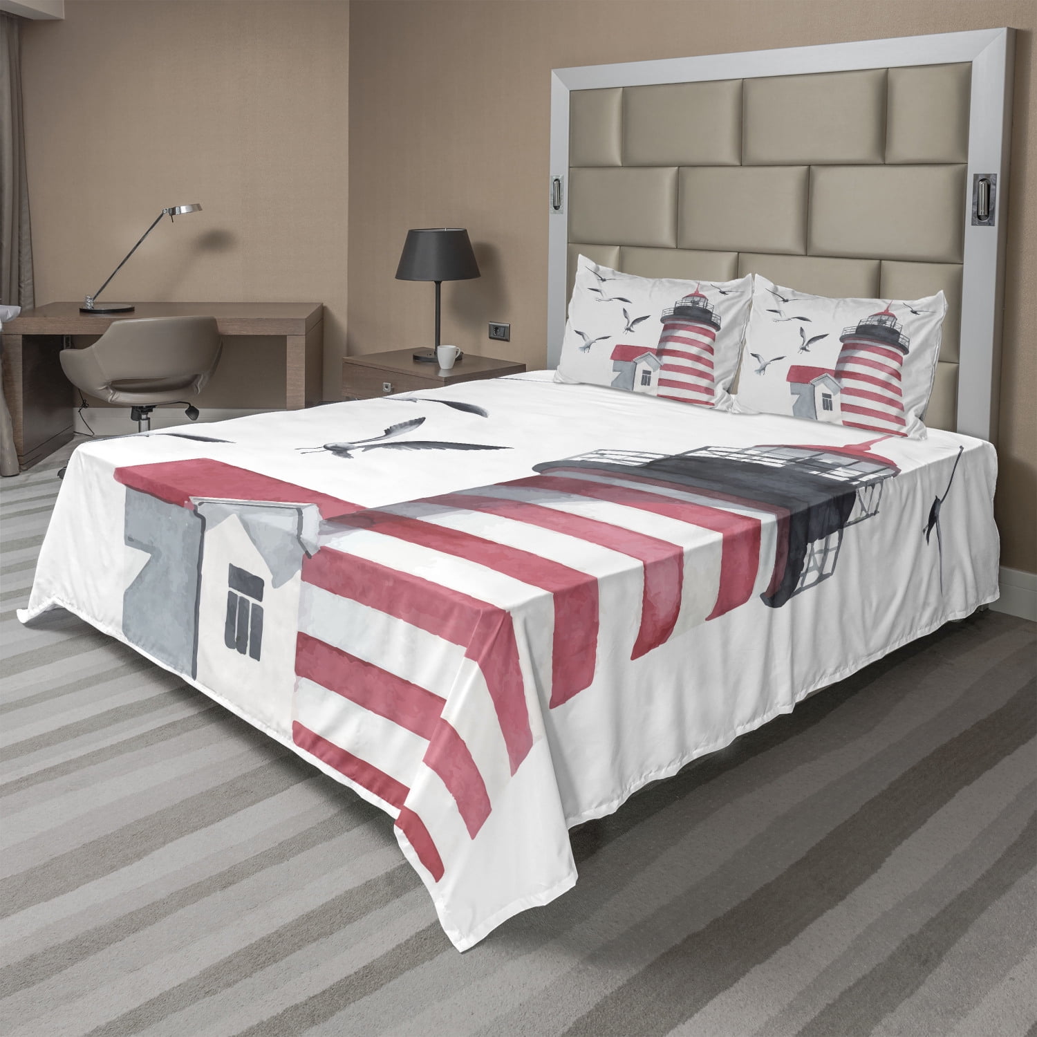 Lighthouse Sheet Set, Lighthouse and Seagulls on the Beach Navigational