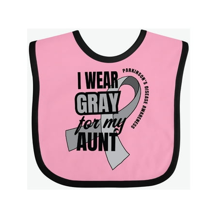 

Inktastic I Wear Gray For My Aunt Parkinsons Disease Awareness Gift Baby Boy or Baby Girl Bib