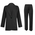 thumbnail image 3 of Dezsed Women's 2 Piece Outfit Casual Solid Open Front Blazer Jackets and Dressy Dress Pant Elegant Business Office Suits Set Fall Outfit Black S, 3 of 4