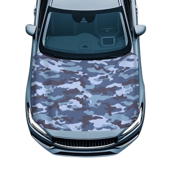 Chririnla Blue Camouflage Pattern Car Hood Cover Cool Car Hood Shield UV Resistant Vehicles Decorations Exterior Removable Automotive Essentials Perfect for Outdoor Parking