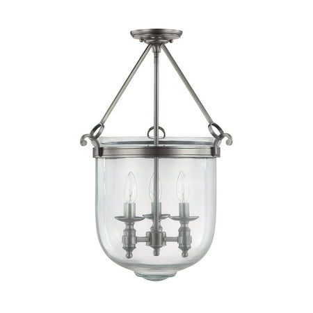 Covington Antique - Capital Lighting Covington Antique Nickel 3 Light Foyer Fixture