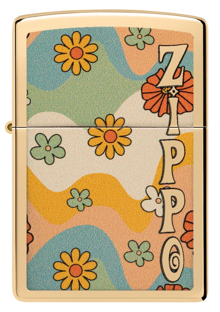 Zippo Flower Power Design High Polish Brass Pocket Lighter