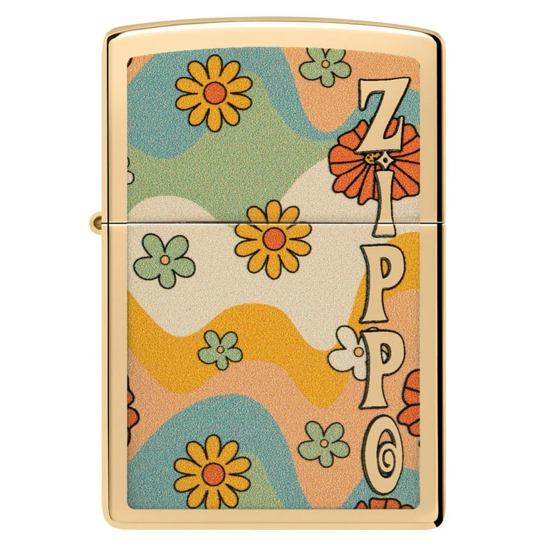 『⌘ Porte-Bonheur ⌘』LIBERTY:フラワーパワー Zippo Flower Power Design Street Chrome Windproof Lighter