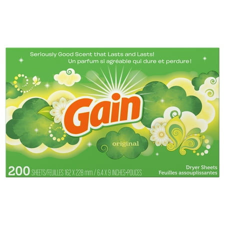 (2 pack) Gain Dryer Sheets, Original, 200 Count