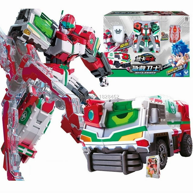 New Metal Cardbot Transforming Robot to Car Action Figures BLUE COP with Card Car Toys for Child Gift
