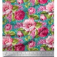 thumbnail image 1 of Soimoi Polyester Crepe Fabric Leaves & Peony Floral Print Fabric by The Yard 52 Inch Wide, 1 of 3