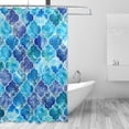 thumbnail image 2 of Coolnut Moroccan Marbled Blue Bathroom Waterproof Shower Curtain Set Bathtub Curtain with 12 Hooks for Bathroom Decor,Hotel,Room,60x72Inch, 2 of 6