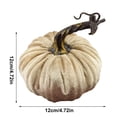 thumbnail image 2 of Hvmvliv Simulated Pumpkin Decoration,Halloween Thanksgiving 4.72in Faux Velvet Fabric Pumpkin Decor Cabinet Display,Versatile Centerpiece for Home,Table,Party Beige, 2 of 7