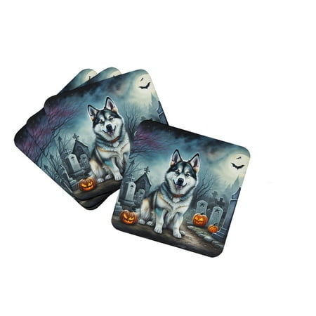 

Alaskan Malamute Spooky Halloween Foam Coaster Set of 4 3.5 in x 3.5 in