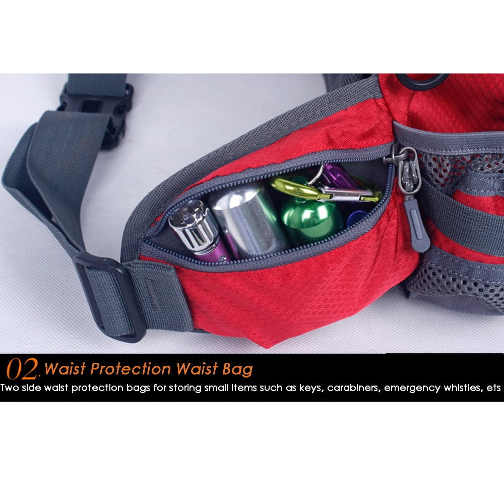 Running Bags for Men Women Outdoor Fanny Pack Waterproof Hiking Camping Biking Waterproof Waist Pack with 2 Water Bottle Holder
