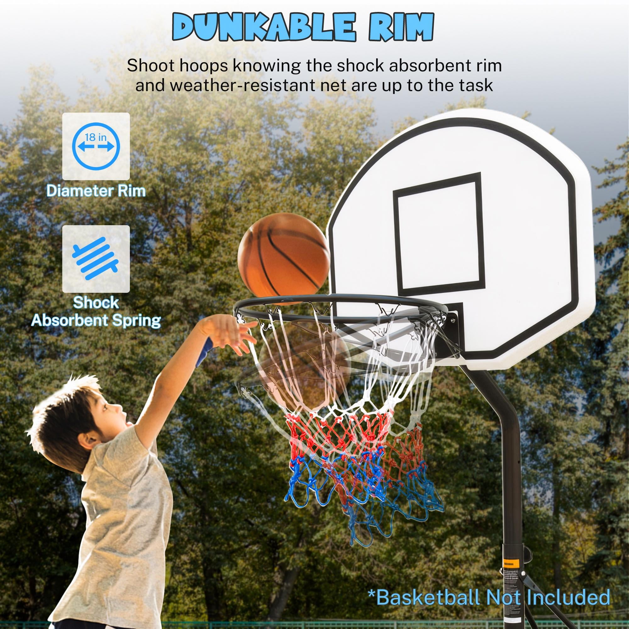 Segmart Portable Poolside Basketball Hoop, 3.1 ft to 4.7 ft Adjustable Height, Outdoor Basketball Hoop with 36" Backboard, Black