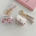 thumbnail image 5 of Case for Airpods Pro 2 3 Cute Leather Bag Flower Strawberry Heart Charging Box Cover Soft Earphone Case with TasseMingX Keyring new (beige,For AirPods 3 New), 5 of 7