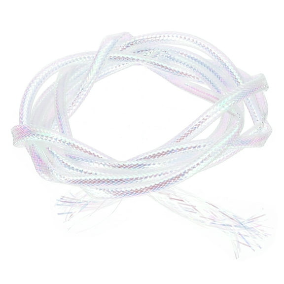 Uxcell 3.3Ft/1M x 4mm Fly Tying Material Round Pearlescent Braid Tube, White
